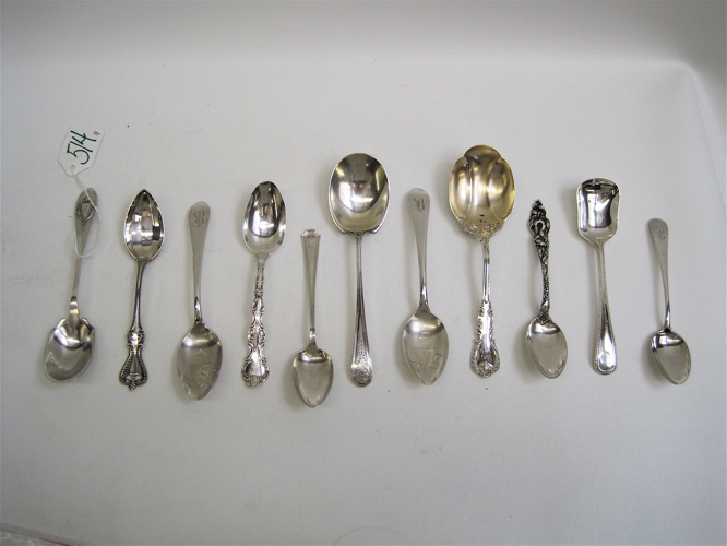 Appraisal: COLLECTION OF ELEVEN PIECES STERLING FLATWARE a variety of spoons