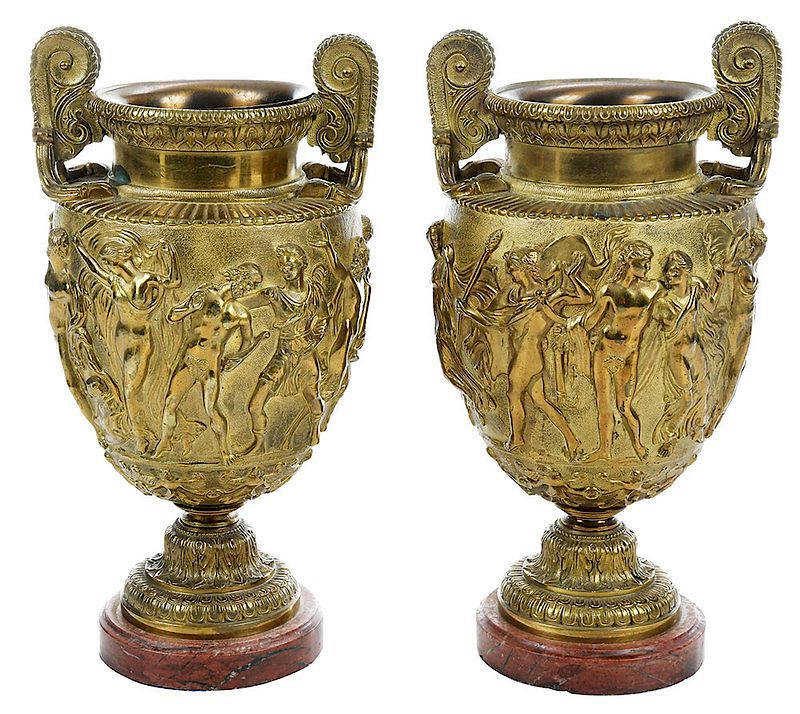 Appraisal: Pair Gilt Bronze Townley Vases English th century pair of