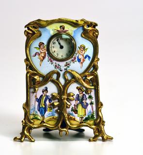 Appraisal: Viennese enamel and gilt bronze art nouveau standing clock Viennese