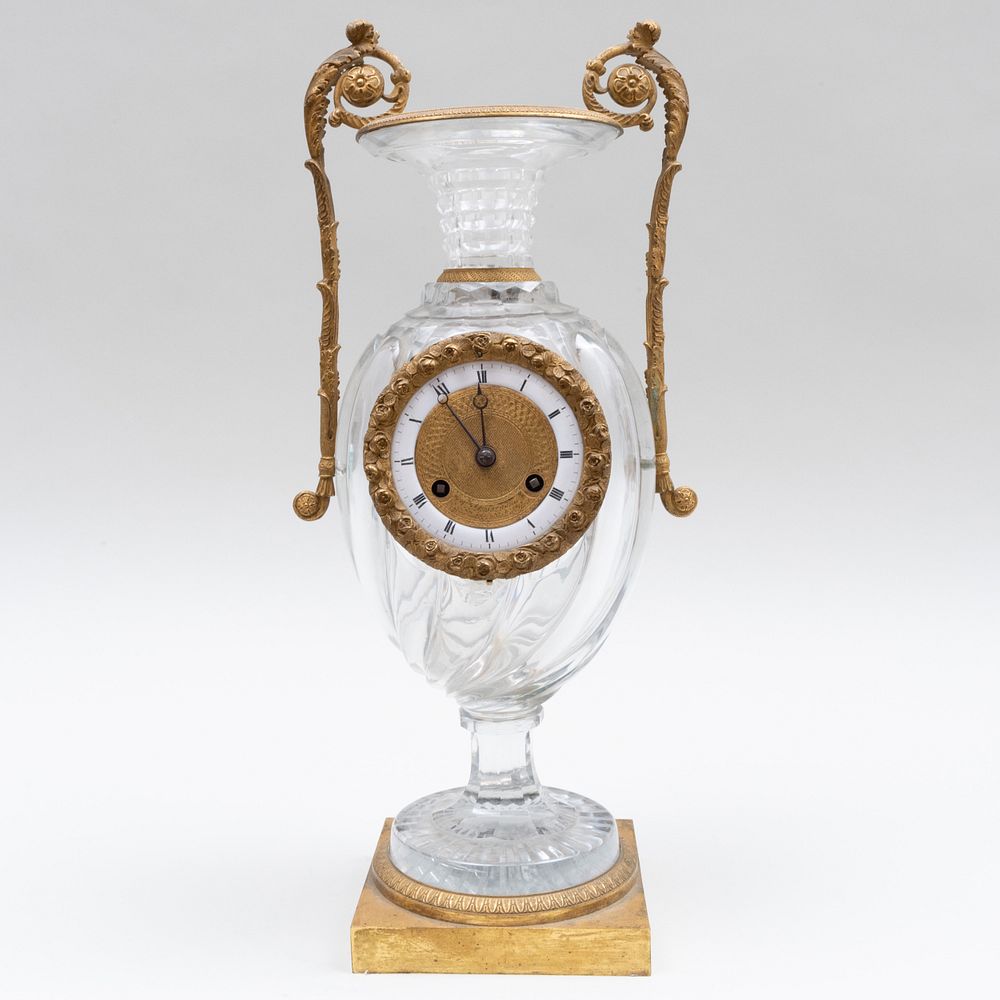 Appraisal: Charles X Desarnaud Ormolu-Mounted Glass Urn Form Clock The dial