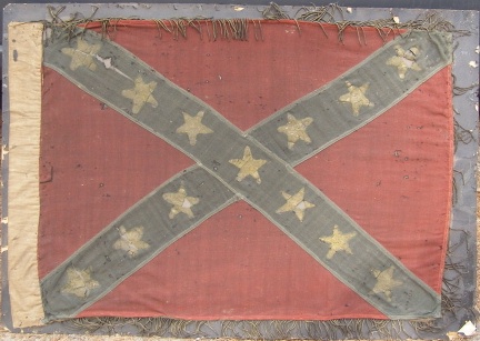 Appraisal: Civil War Confederate flag woven cotton fabric with corded fringe