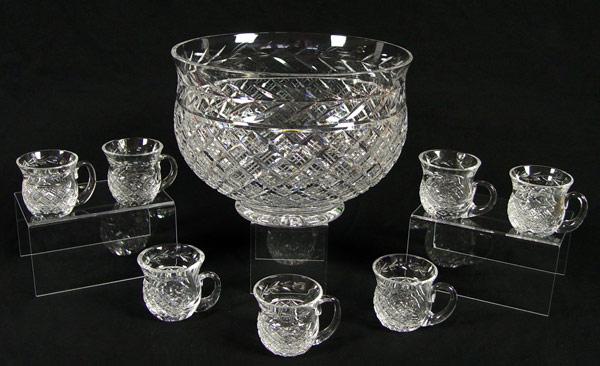 Appraisal: ELEGANT WATERFORD CRYSTAL PUNCHBOWL WITH CUPS Signed Waterford punch bowl