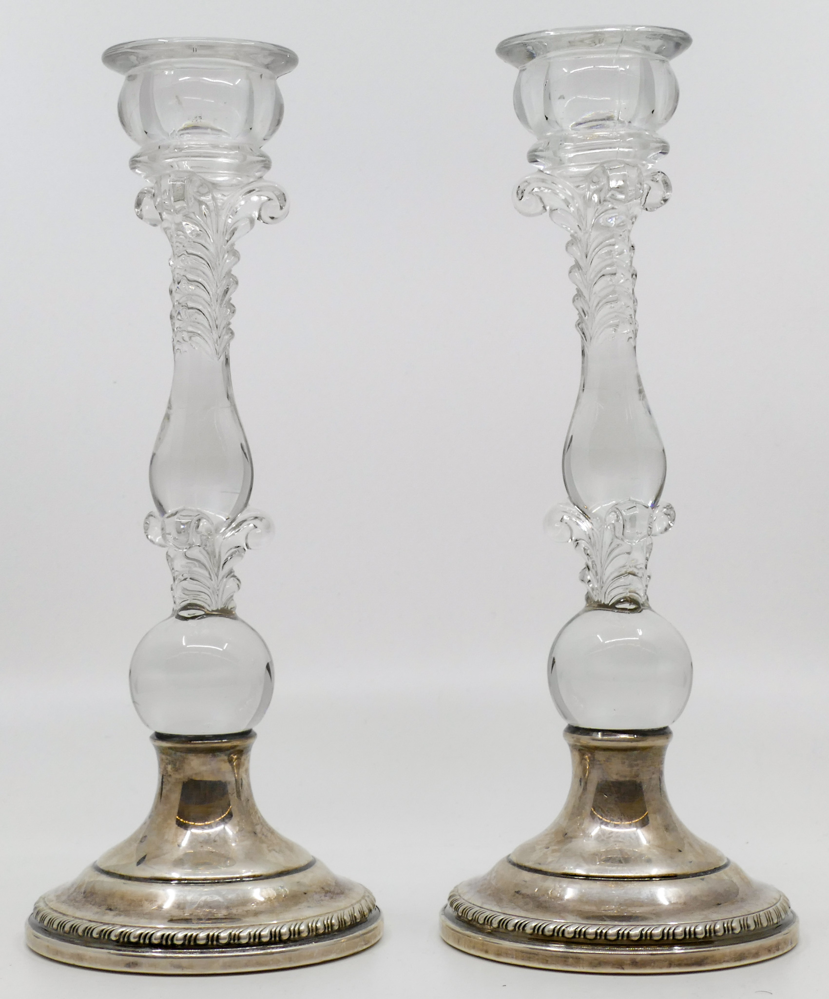 Appraisal: Pair Cambridge Glass Sterling Weighted Base Candlesticks ''