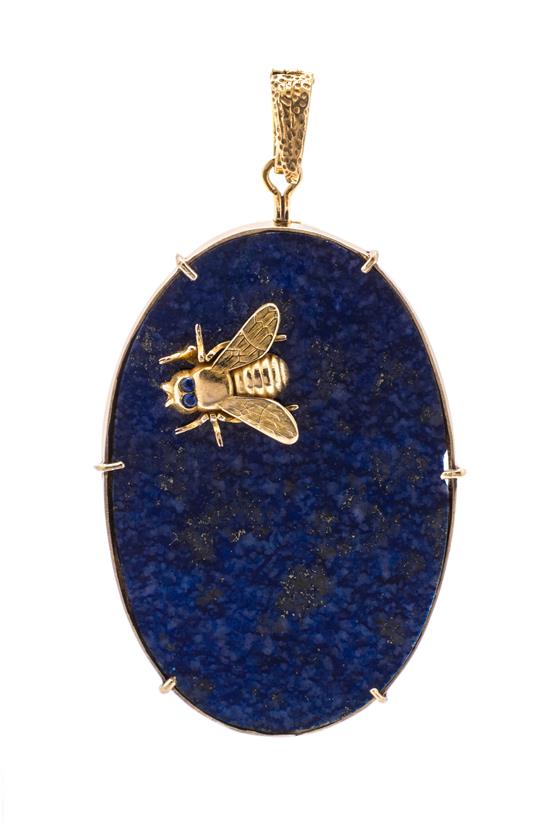 Appraisal: Sale Lot An Karat Yellow Gold Lapis Lazuli and Sapphire