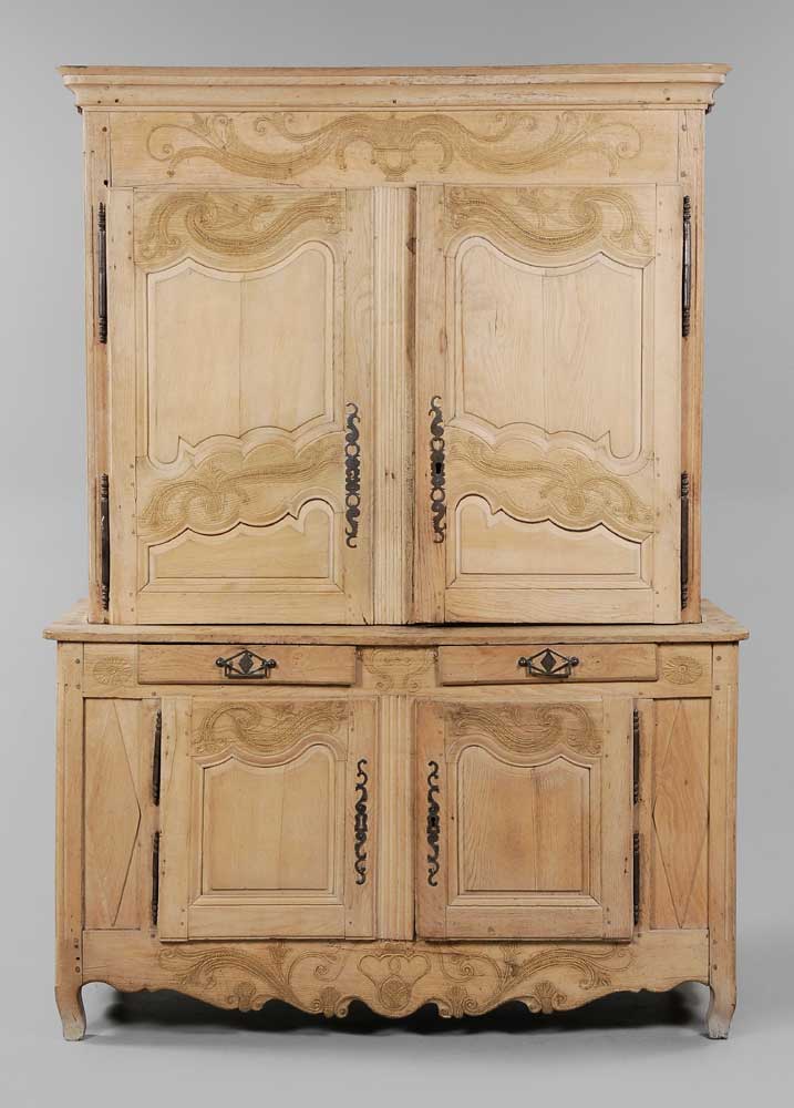 Appraisal: Provincial Louis XV Carved Oak Step Back Cupboard French th