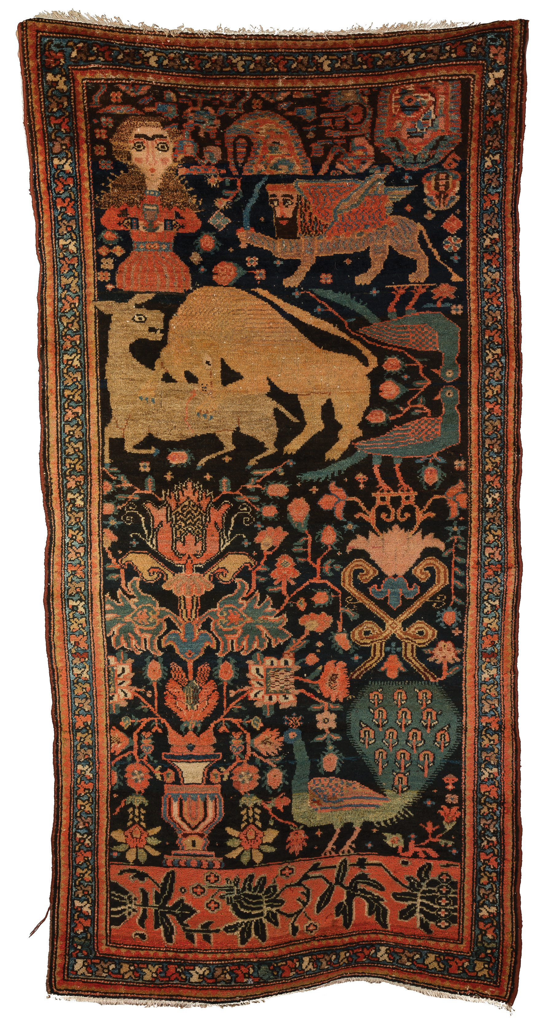 Appraisal: Hamadan Oriental Rug Early th century With various figures and