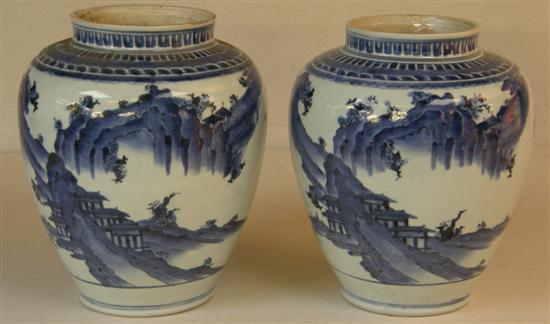 Appraisal: Pair of blue and white Chinese ovoid vases