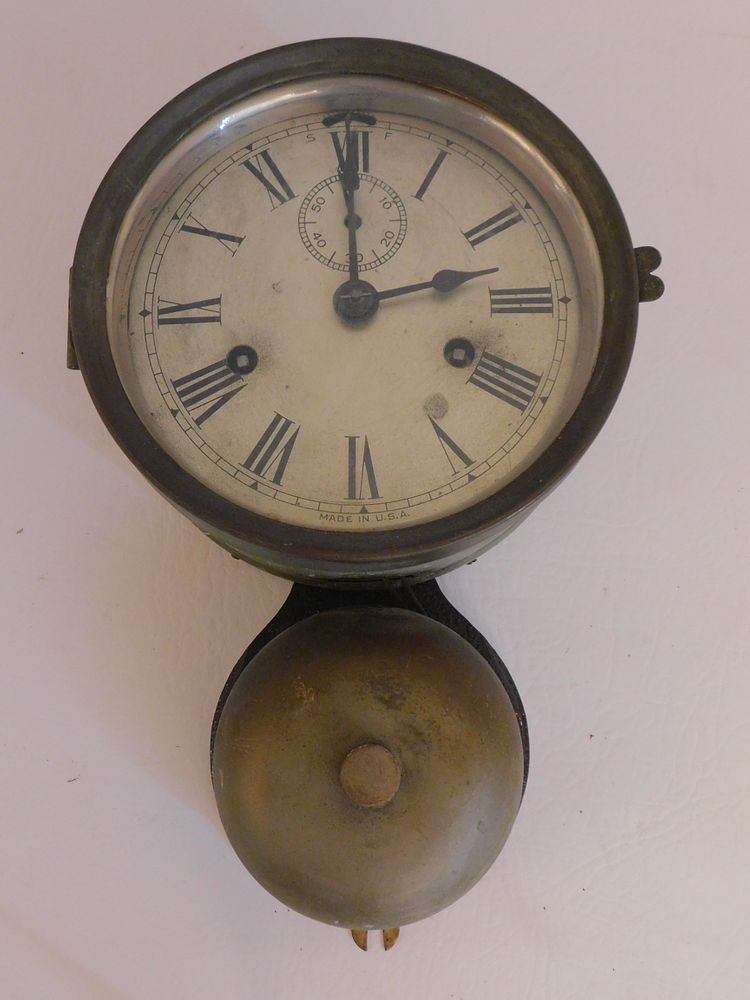 Appraisal: SETH THOMAS SHIP WALL CLOCK Seth Thomas antique ship's bells