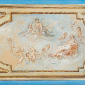 Appraisal: French School th Century Study for Ceiling Fresco watercolor and