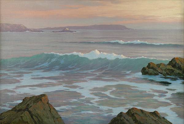 Appraisal: Roi Clarkson Colman American - Laguna Sunset Over the Rocks-