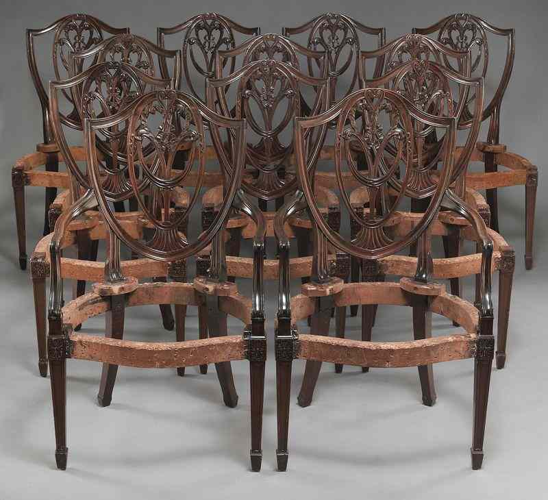 Appraisal: American Sheraton style dining chairswith shield shaped backs the front