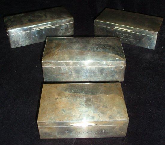 Appraisal: Four rectangular cigarette boxes inscribed various dates and makers the