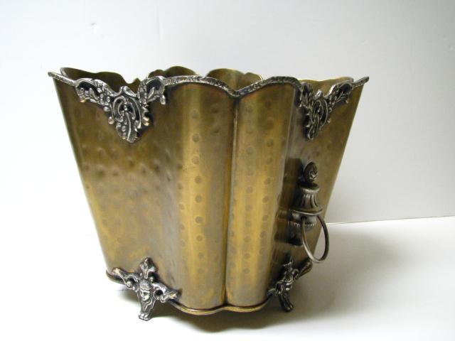 Appraisal: Decorative indoor planter in brass with metal accents double handled