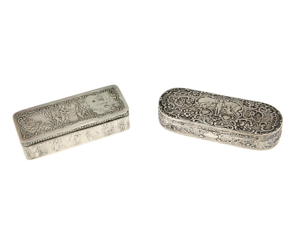 Appraisal: TWO GERMAN STERLING SILVER BOXESTwo German sterling silver boxes Late