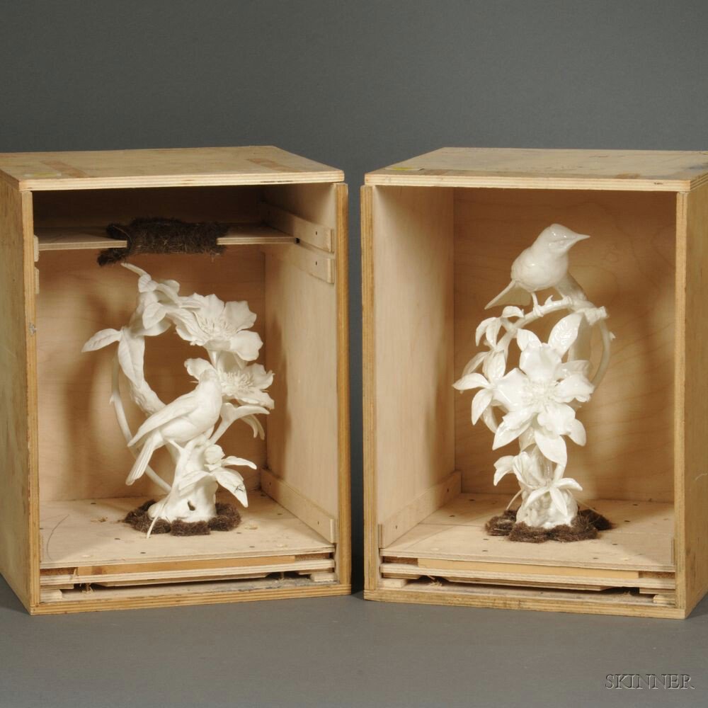 Appraisal: Pair of Royal Worcester Porcelain Hooded Warblers and Cherokee Rose