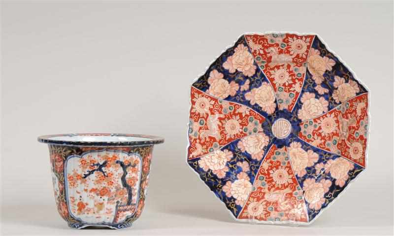 Appraisal: JAPANESE IMARI PORCELAIN OCTAGONAL CHARGER AND A JARDINI RE The