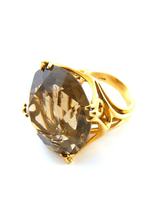 Appraisal: Smokey quartz ring stamped and tested K yellow gold contains