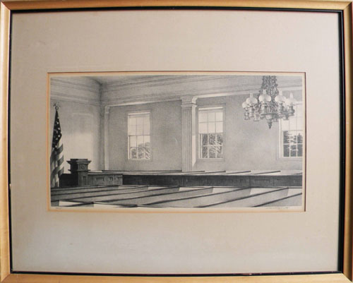 Appraisal: Stow Wengenroth American - engraved interior scene of a courthouse