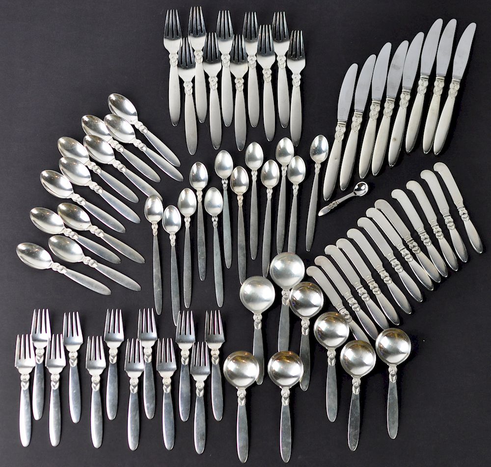 Appraisal: Georg Jensen Sterling Flatware Cactus Pattern pieces of Georg Jensen