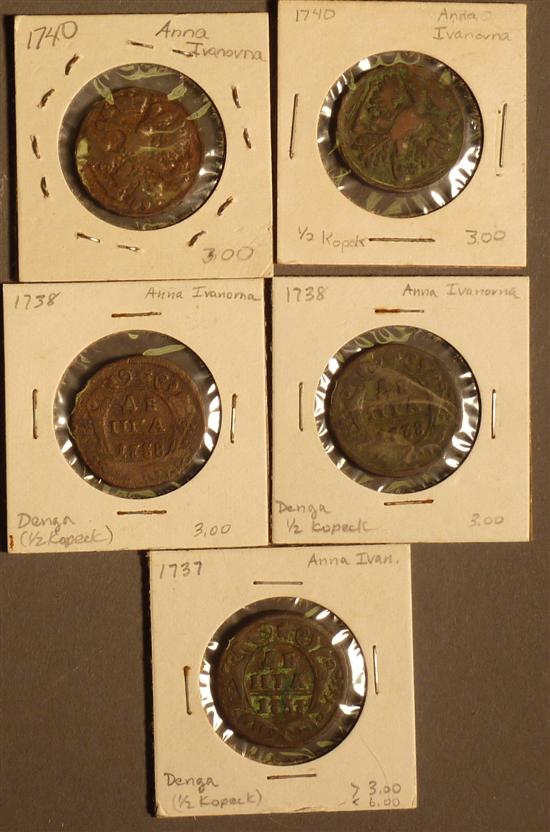 Appraisal: Russian Copper Coins Anna Ivanovna Kopecks dengas