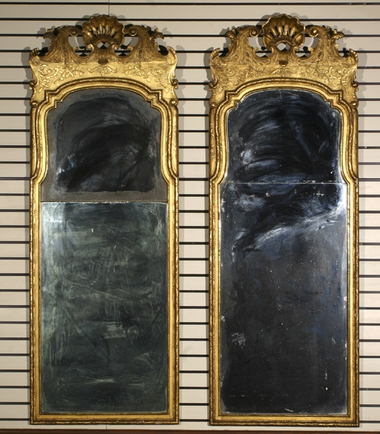 Appraisal: Pair of George II Style Giltwood Mirrors th Century Each