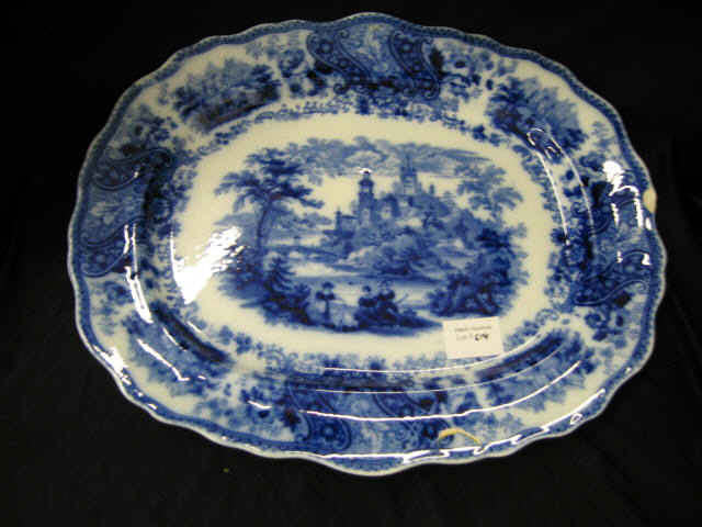 Appraisal: Early Flow Blue Platter chips