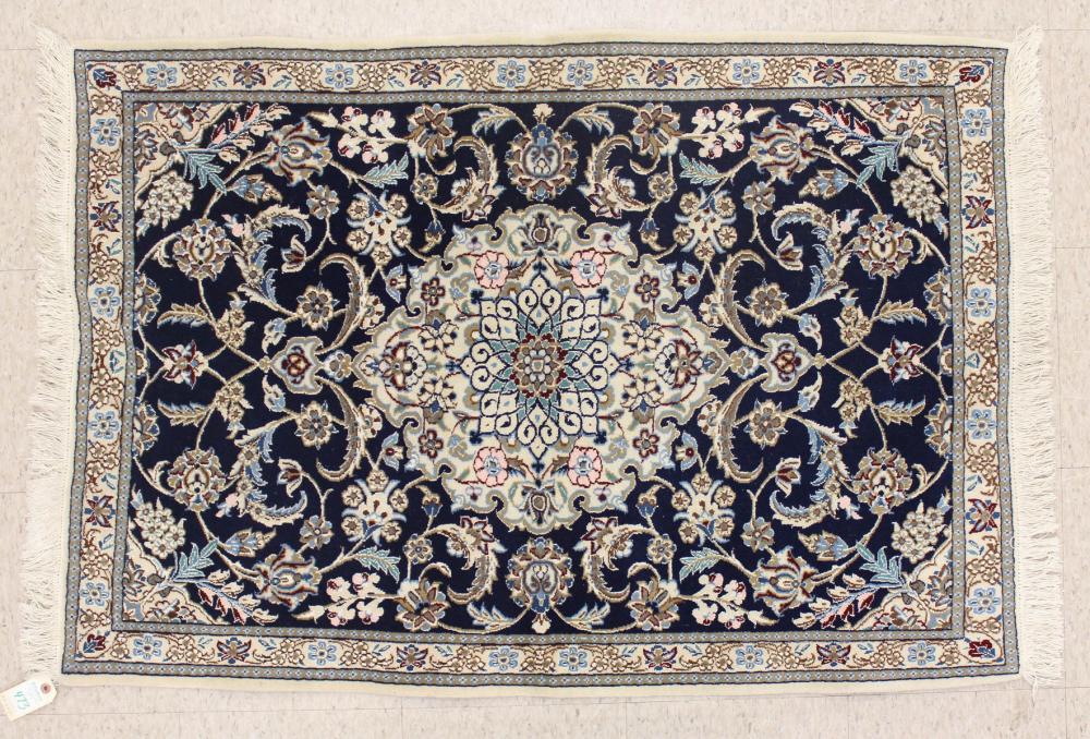 Appraisal: PERSIAN NAIN AREA RUG Isfahan Province central Iran floral and