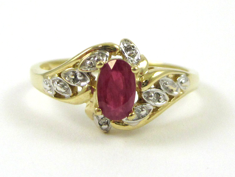 Appraisal: RUBY DIAMOND AND TEN KARAT GOLD RING with six round-cut