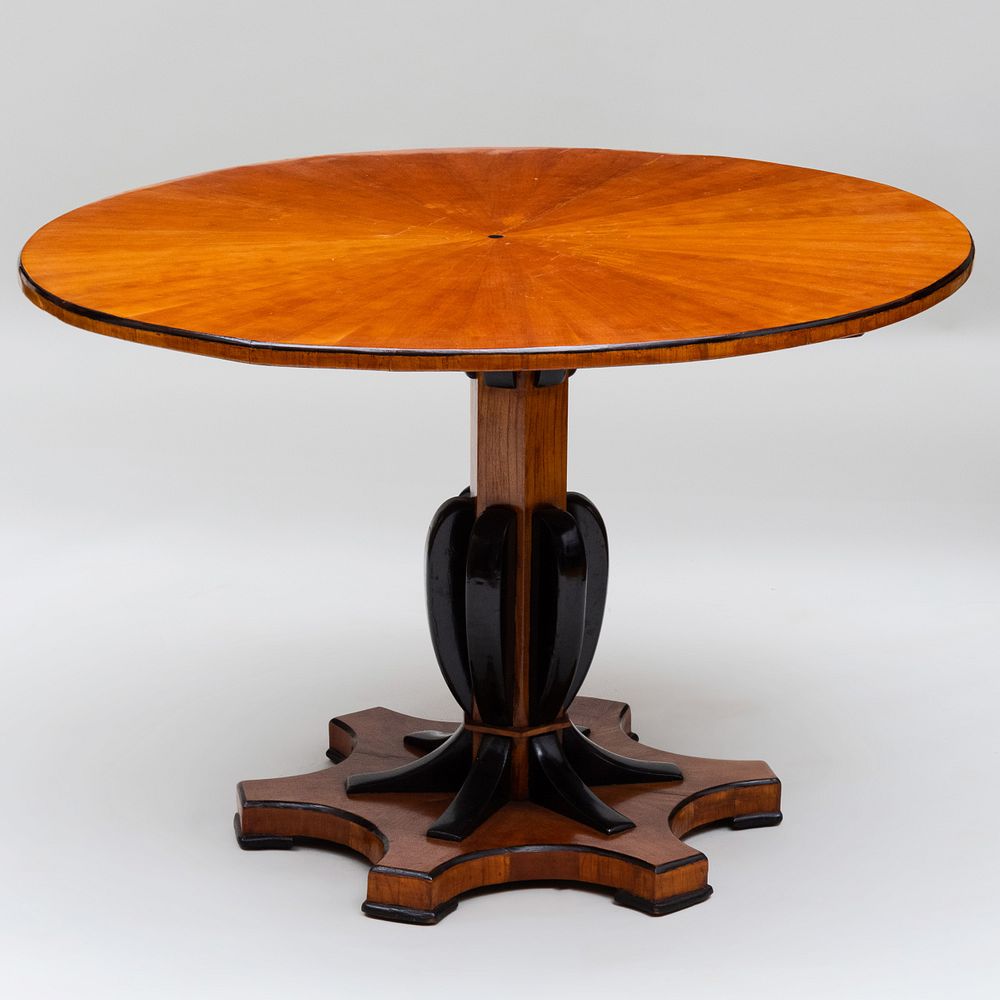 Appraisal: Biedemier Cherry and Ebonized Center Table The top fitted with