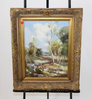 Appraisal: Oil on canvas landscape scene Oil on canvas landscape scene