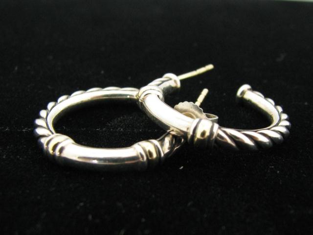 Appraisal: Pair of David Yurman sterling silver and k yellow gold