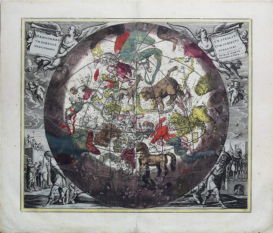 Appraisal: Colorful Celestial Charts by Andreas Cellarius Haemisphaerium stellatum boreale cum