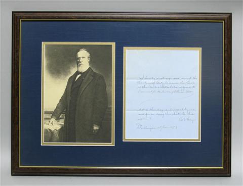 Appraisal: RUTHERFORD B HAYES SIGNED PRESIDENTIAL DOCUMENT A PARDON Partially printed