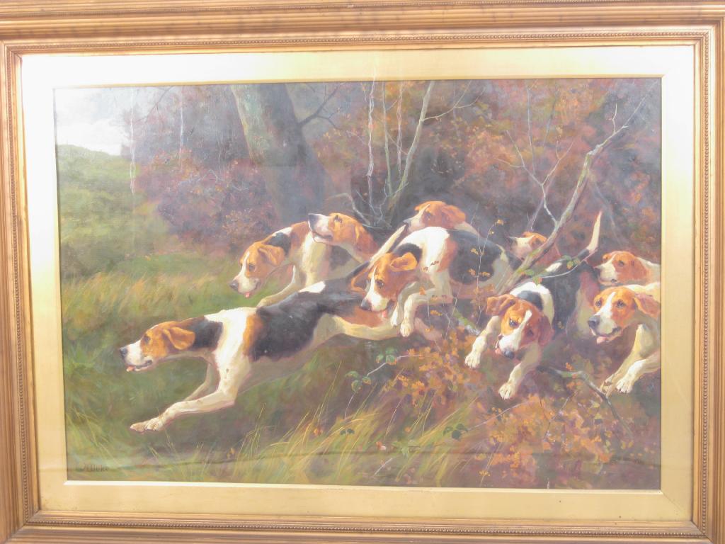 Appraisal: ALFRED DUKE d Hounds in Full Cry In a Thicket