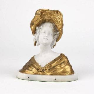 Appraisal: A bisque porcelain and gilt bronze bust of a lady