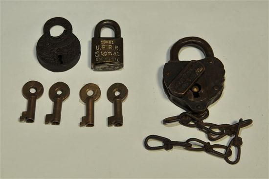 Appraisal: GROUP OF RAILROAD LOCKS AND KEYS American late th- th