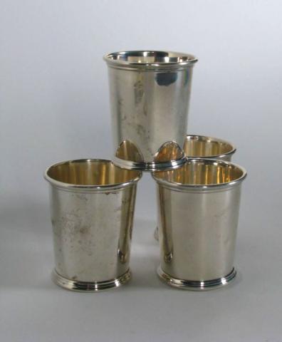 Appraisal: Set of Four Sterling Mint Julep Cups one has a