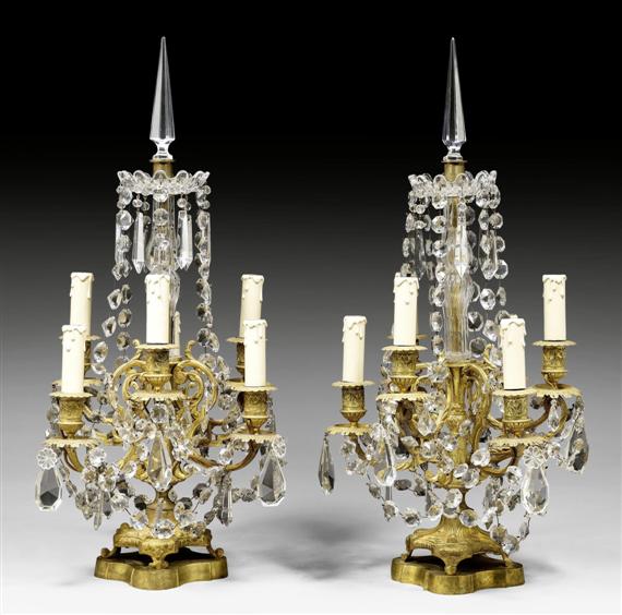 Appraisal: PAIR OF CANDELABRAS Louis XIV style Paris th century Matte