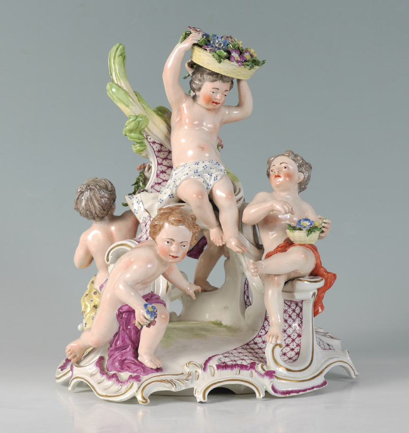 Appraisal: FRANKENTHAL GERMAN PORCELAIN FIGURAL GROUP Figures of putti in assorted