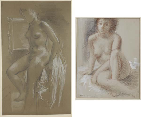 Appraisal: ADOLF FERDINAND KONRAD American - Two untitled nude studies -