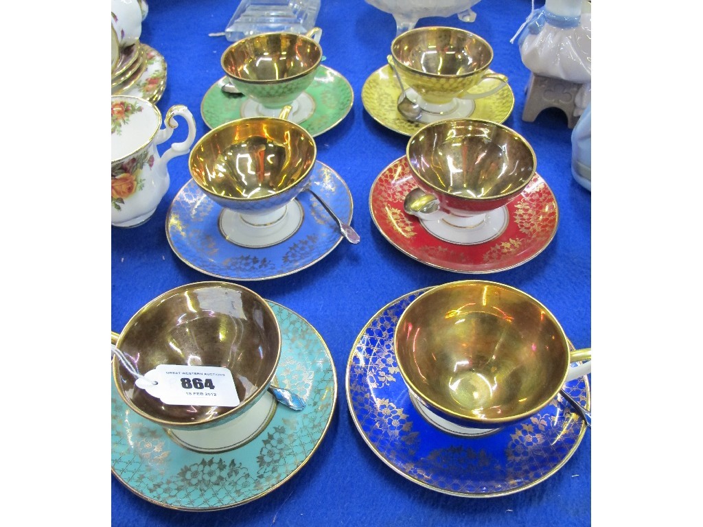 Appraisal: Set of six harlequin Alka Bavaria cups and saucers with