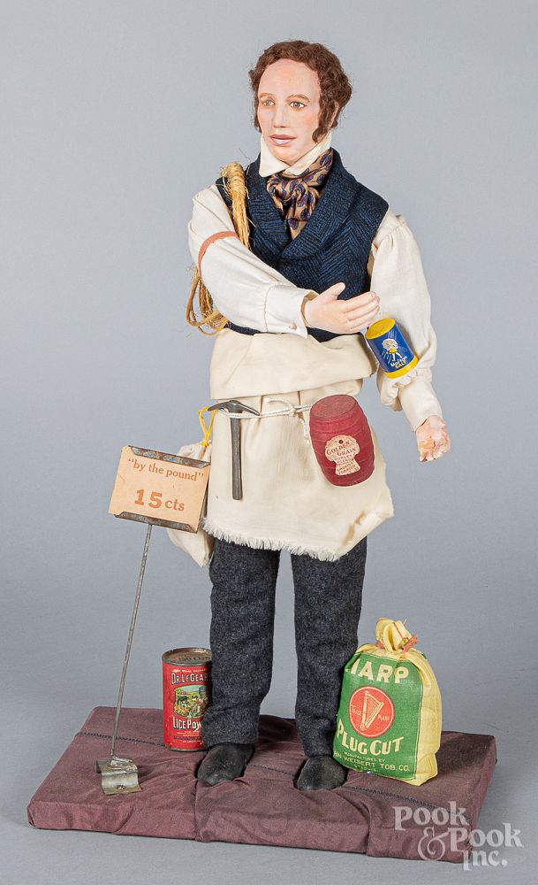 Appraisal: Composition gentleman peddler doll th c Composition gentleman peddler doll