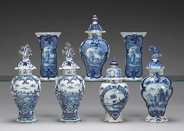 Appraisal: An assembled grouping of Dutch blue and white Delft th