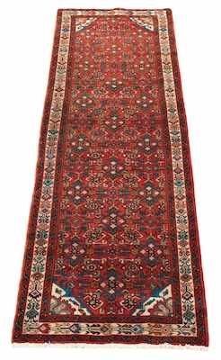 Appraisal: A Bidjar Runner Bright real red sage and ivory wool