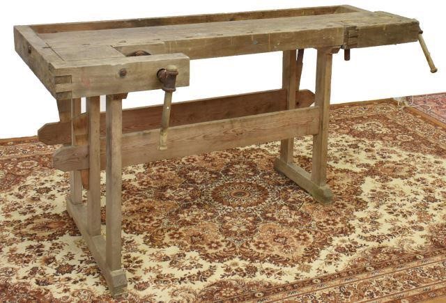 Appraisal: Danish pine craftsman's workbench table th c in weathered finish