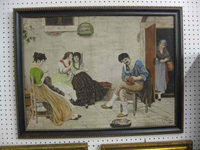 Appraisal: Franco Martinelli oil flirting situations signed and dated on canvas