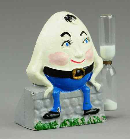 Appraisal: HUMPTY DUMPTY EGG TIMER Cast iron hand painted overall glass