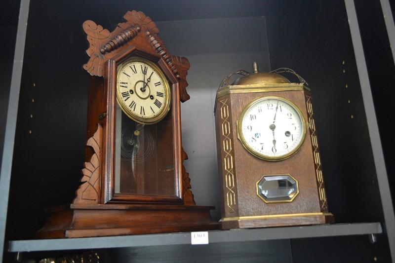 Appraisal: EARLY TH CENTURY DOME CLOCK NO PENDULUM AND ANSONIA CLOCK