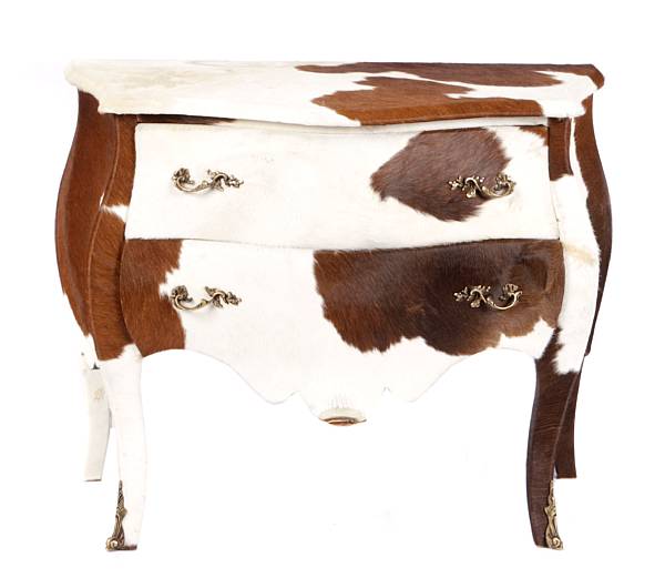 Appraisal: A Louis XV style cowhide decorated commode height in width