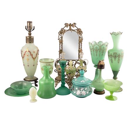 Appraisal: Group of Opaline Glass Articles Together with an Art Nouveau